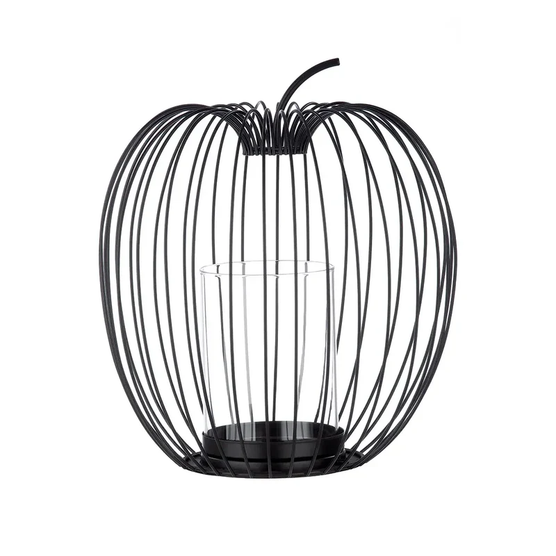 Windlicht – Filigrane Metallstruktur, Schwarze Oberfläche, Stilvoller Glaseinsatz, 26,5 cm - Filo | Gilde