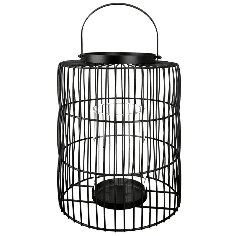 Windlicht – Schwarzes Metall, Elegante Bühne, Stilvoller Glaseinsatz, 44 cm - Stage | Gilde
