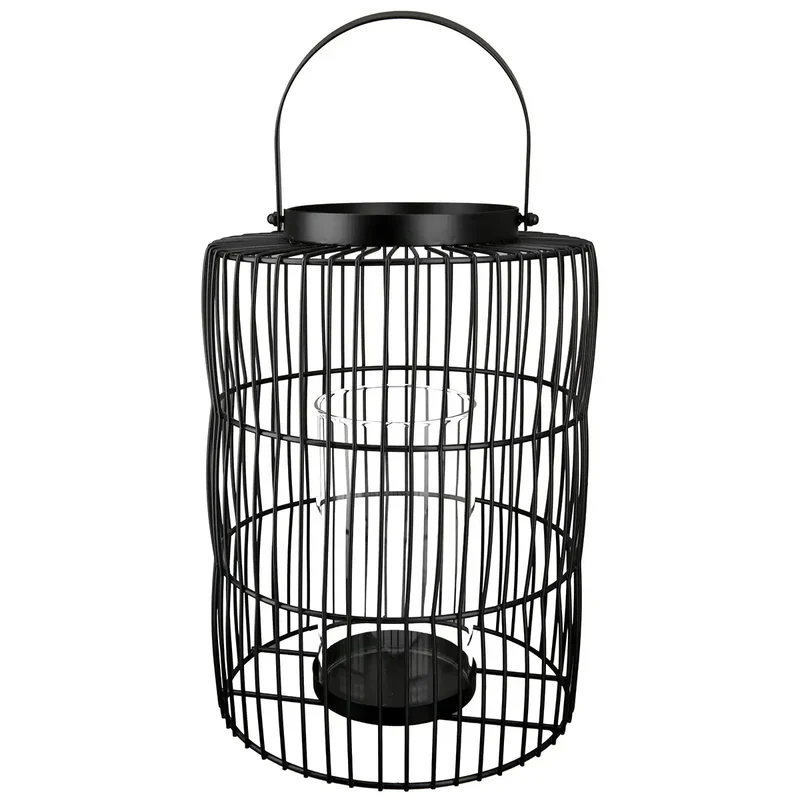 Windlicht – Schwarzes Metall, Elegante Bühne, Stilvoller Glaseinsatz, 35 cm - Stage | Gilde