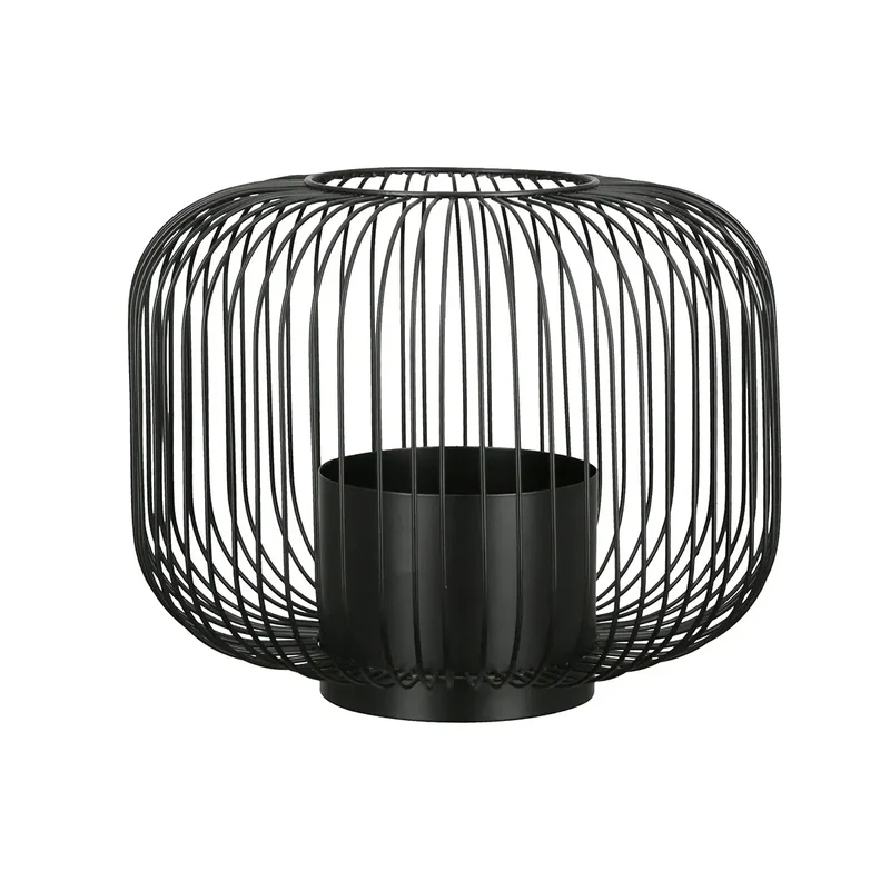 Windlicht – Filigrane Metallstruktur, Schwarze Oberfläche, Stilvoller Glaseinsatz, 26,5 cm - Filo | Gilde