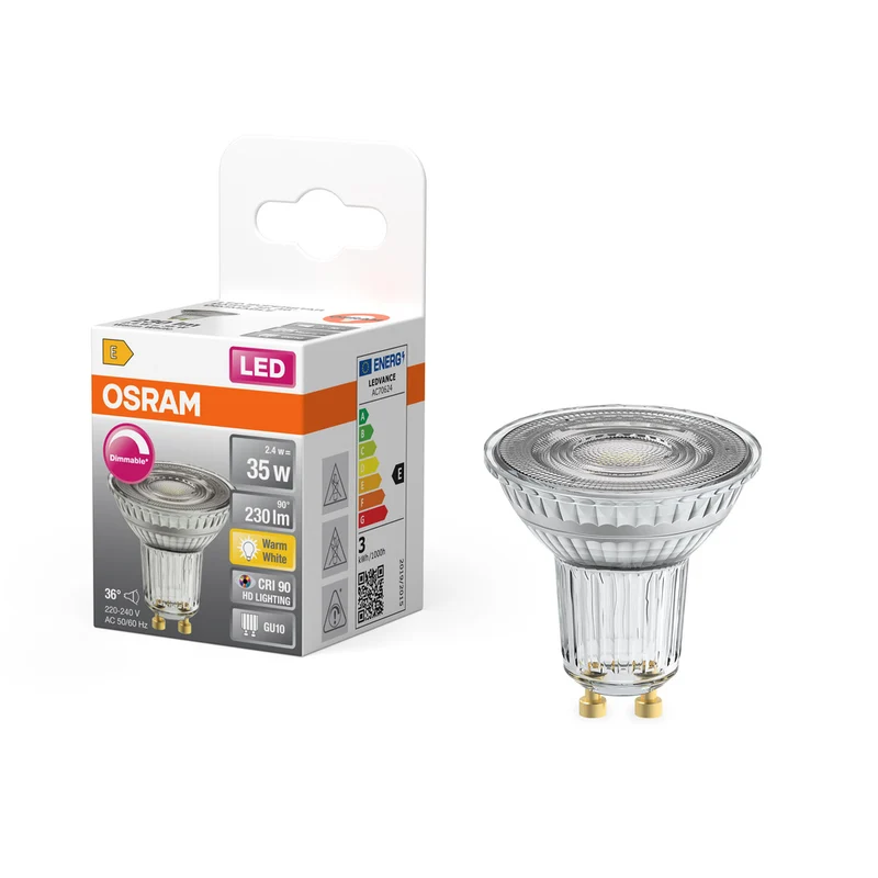 OSRAM Superstar Reflektorlampe, klares Glas ,Warmweiß (2700K), 230 Lumen, Ersatz für herkömmliche 35W-Leuchtmittel, dimmbar GU10