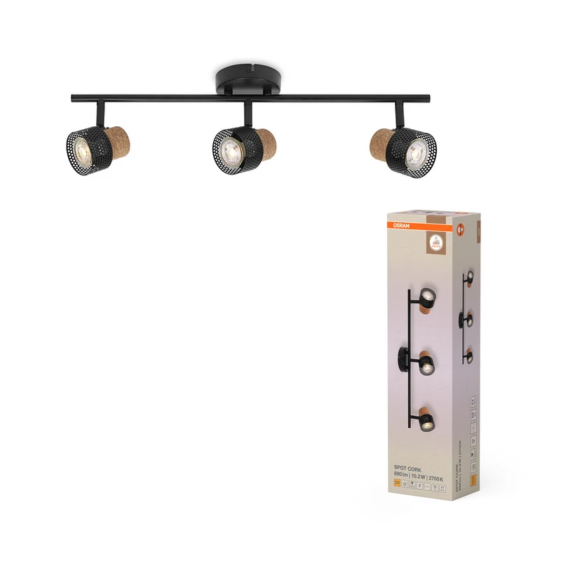 OSRAM DECOR SPOT CORK Deckenleuchte, 3 x 3,4W, 690lm, schwarz