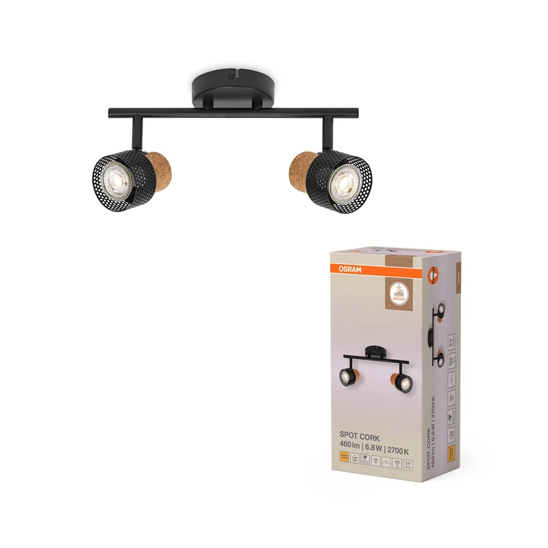 OSRAM DECOR SPOT CORK Deckenleuchte, 2 x 3,4W, 460lm, schwarz