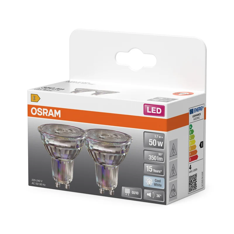 OSRAM LED Reflektor Lampe LED STAR PAR16 4.3W 840 GU10 350 lm, 4000 K, Kaltweiß, 2er Pack