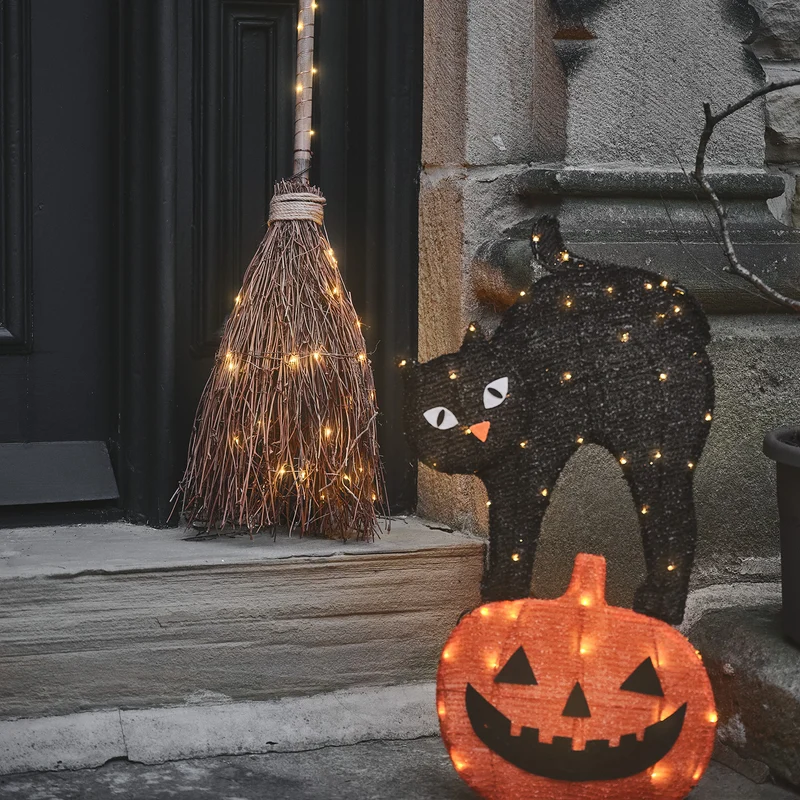 LED Stableuchte Katze und Kürbis