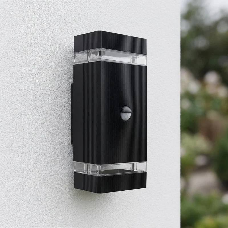 Wandleuchte mit Bewegungssensor | Auf - Ab | IP65 | Schwarz | 2x GU10