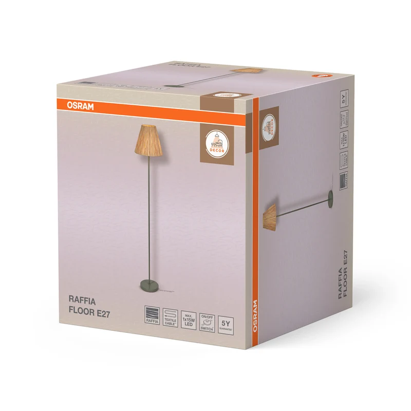 OSRAM DECOR Standleuchte Decor Raffia grün-braun, E27, 300 mm