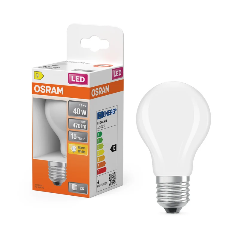 OSRAM LED Retrofit Classic A LED Lampe matt (ex 40W) 4W / 2700K Warmweiß E27