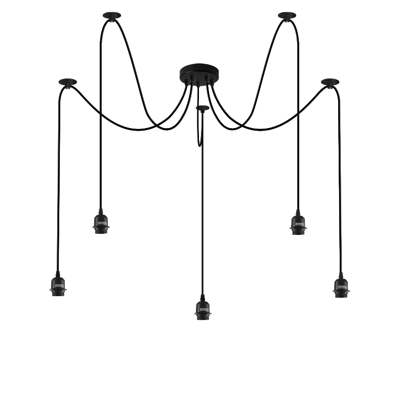 Verstellbare 5-Licht-Pendelleuchte Spider Schwarz E27 ~2263