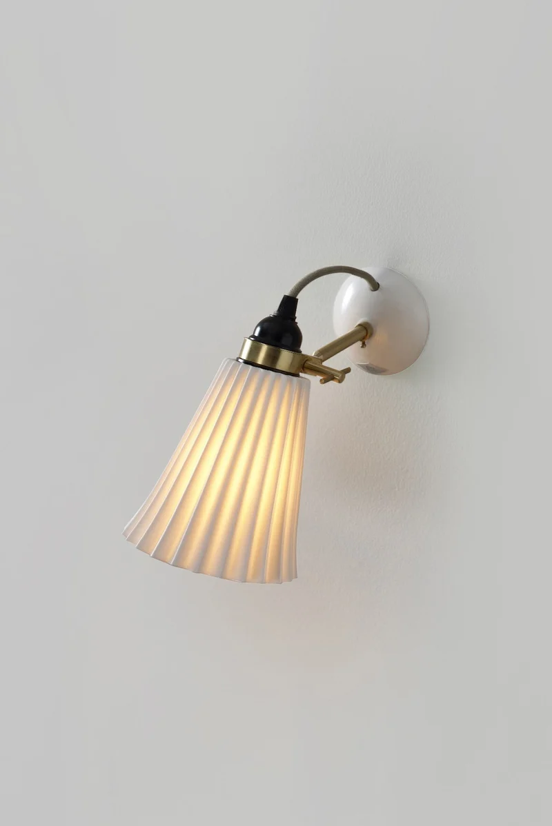Hector Pleat Medium Wall Light, Brass