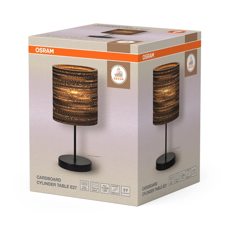 OSRAM DECOR Tischleuchte Decor Cardboard Cylinder braun, 200 mm E27