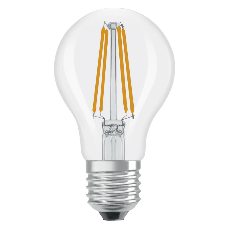 OSRAM LED-Lampen, klassische Kolbenform, 60 Watts Ersatz, E27, A-shape, 2700 Kelvin, Warm weiß, Klares Glas, 2-er Pack