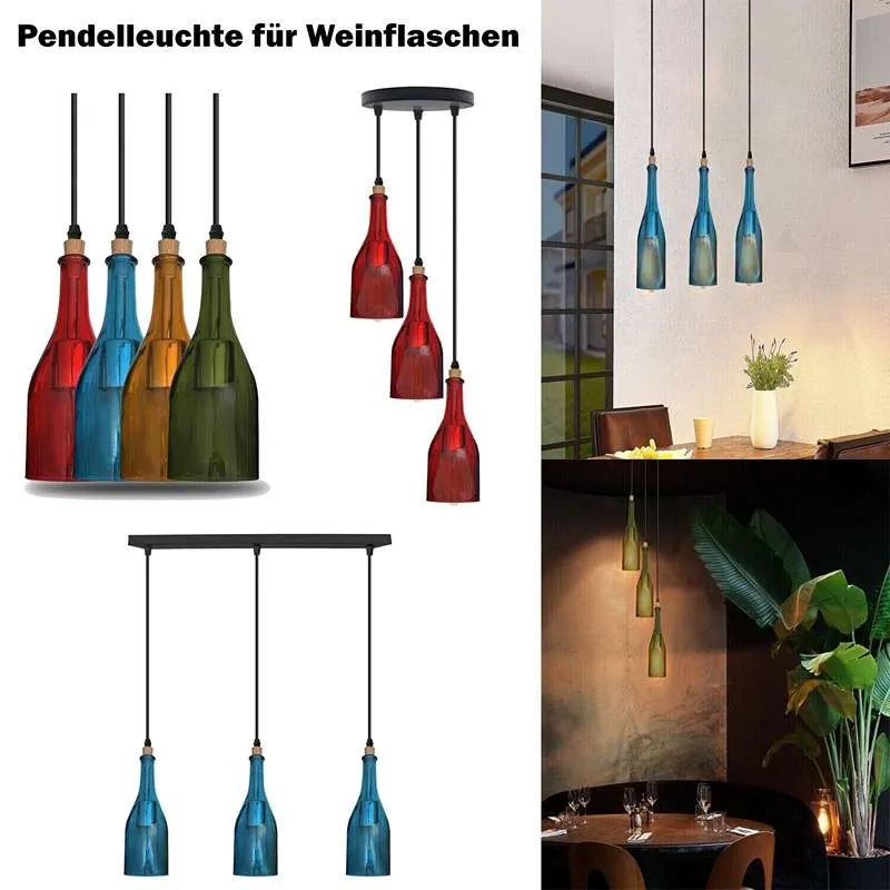 LEDSONE Weinflaschen Pendelleuchte Glas-Hängelampe ~2582