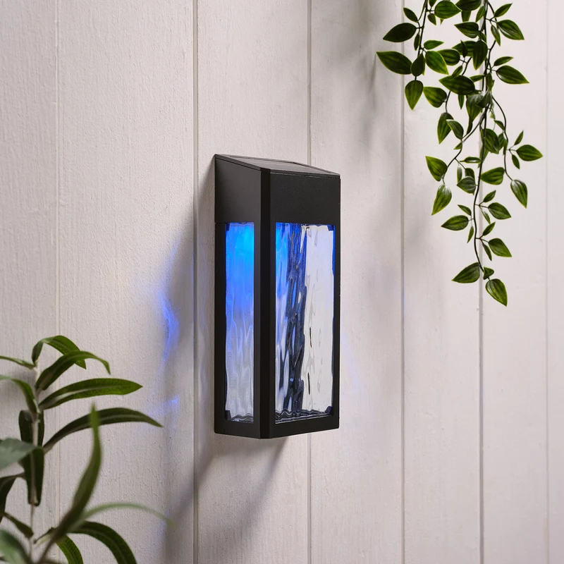 LED Solar Wandleuchte aus Glas schwarz
