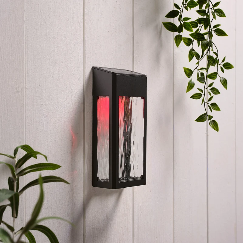 LED Solar Wandleuchte aus Glas schwarz