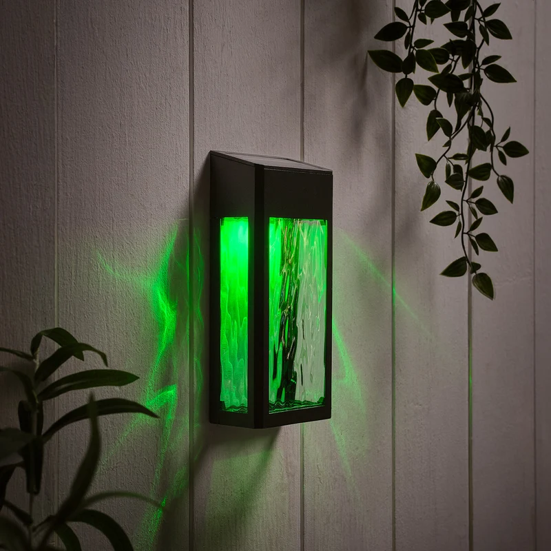 LED Solar Wandleuchte aus Glas schwarz