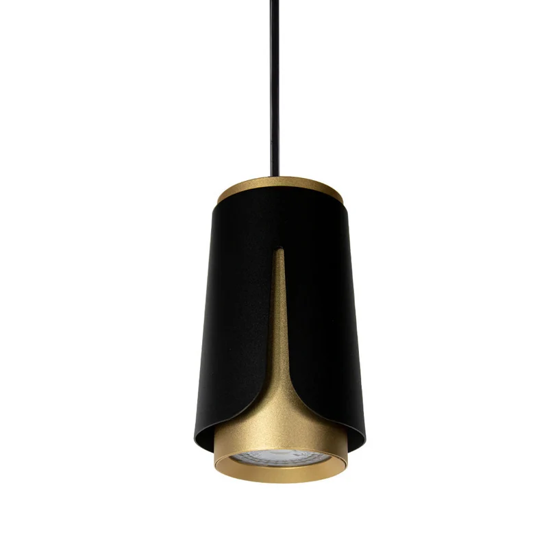 1-phasige längliche Hängelampe 14CM | Tulpe | Schwarz/Gold | GU10-Fassung