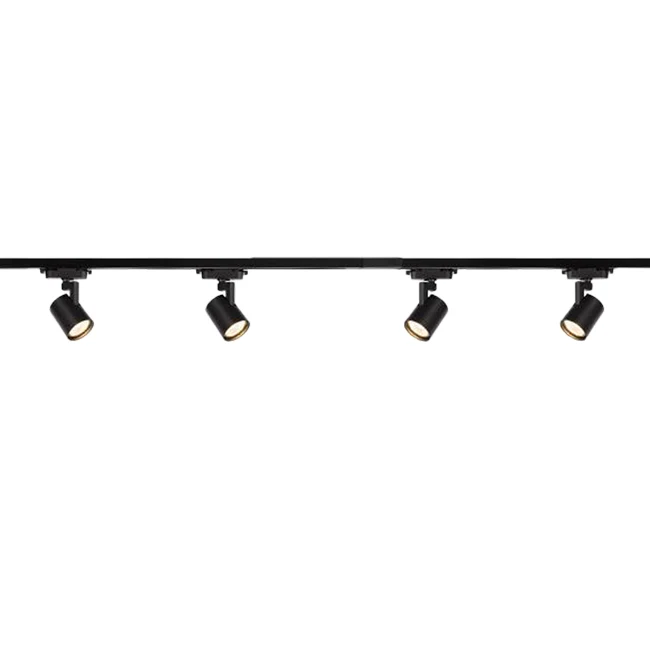 1-Phasen-Komplettschienensystem | Schwarz | 1,5 Meter | inkl. 4x Schienenspots | PLUTO