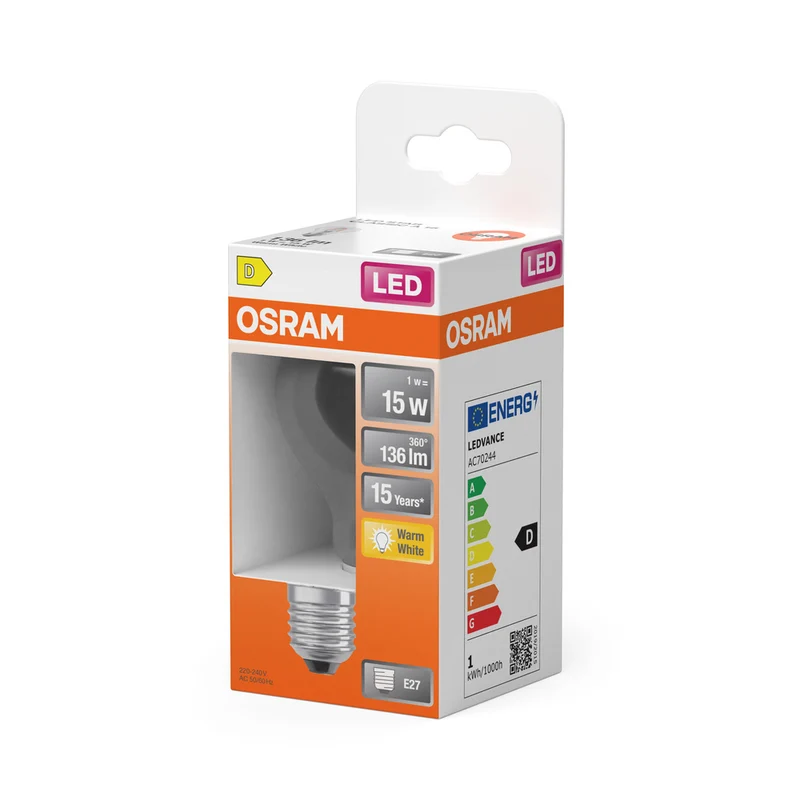 OSRAM LED Retrofit Classic A Lampe klar (ex 15W) 1,5W / 2700K Warmweiß E27