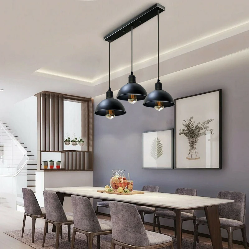 Moderne 3 Kopf Schwarze Pendelleuchte für Esszimmer & Küche~2126