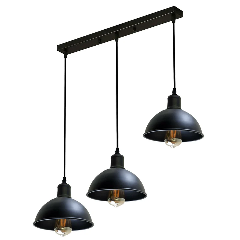 Moderne 3 Kopf Schwarze Pendelleuchte für Esszimmer & Küche~2126