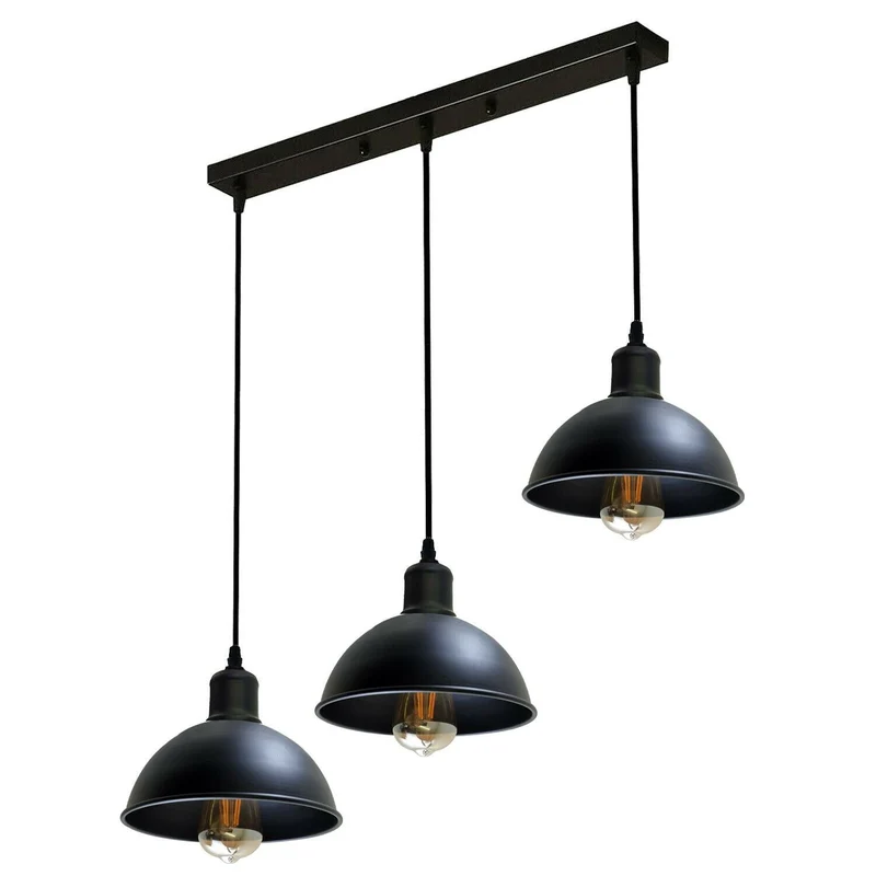 Moderne 3 Kopf Schwarze Pendelleuchte für Esszimmer & Küche~2126