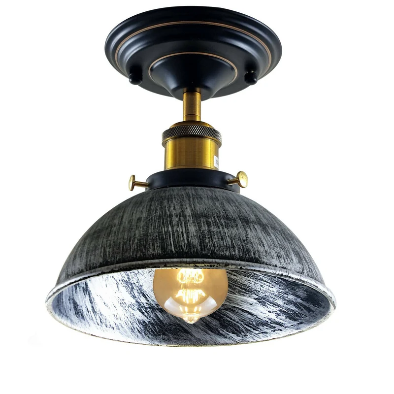 Industrial Retro Light Shade Flush Mount Fitting Moderne Deckenleuchte Silber gebürstet~2124