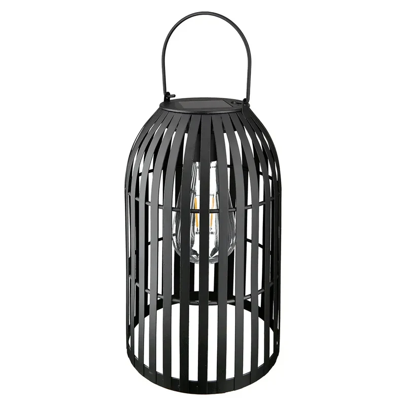 Solarwindlicht – Schwarzes Metall, Weißer Kunststoff, Höhe 25 cm - Cappa | Gilde