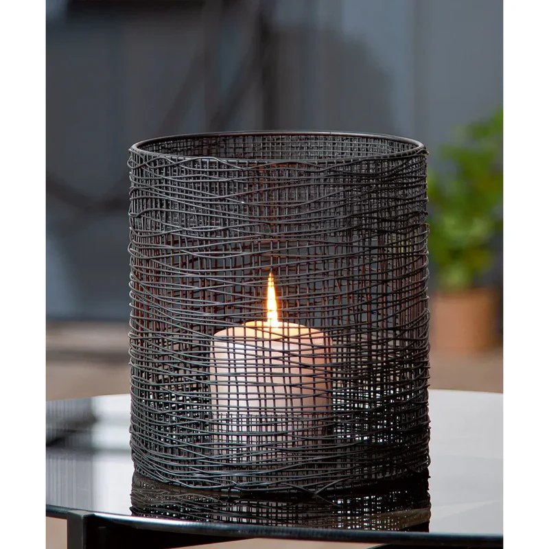 Windlicht – Schwarzes Metall, Matte Optik, Höhe 21 cm - Welding | Gilde