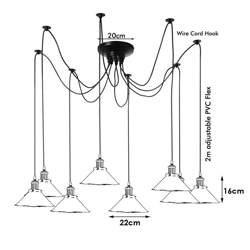 Oktopus Pendelleuchte – Dezentrale Vintage Industrie Hängelampe | Ø 22cm | E27 ~2230