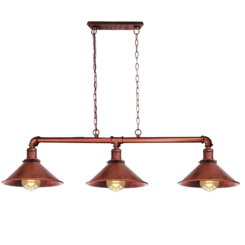 Modernes Pipe Beleuchtungs Deckenleuchten Pendelset Rustic Red Rohrlampen~2382