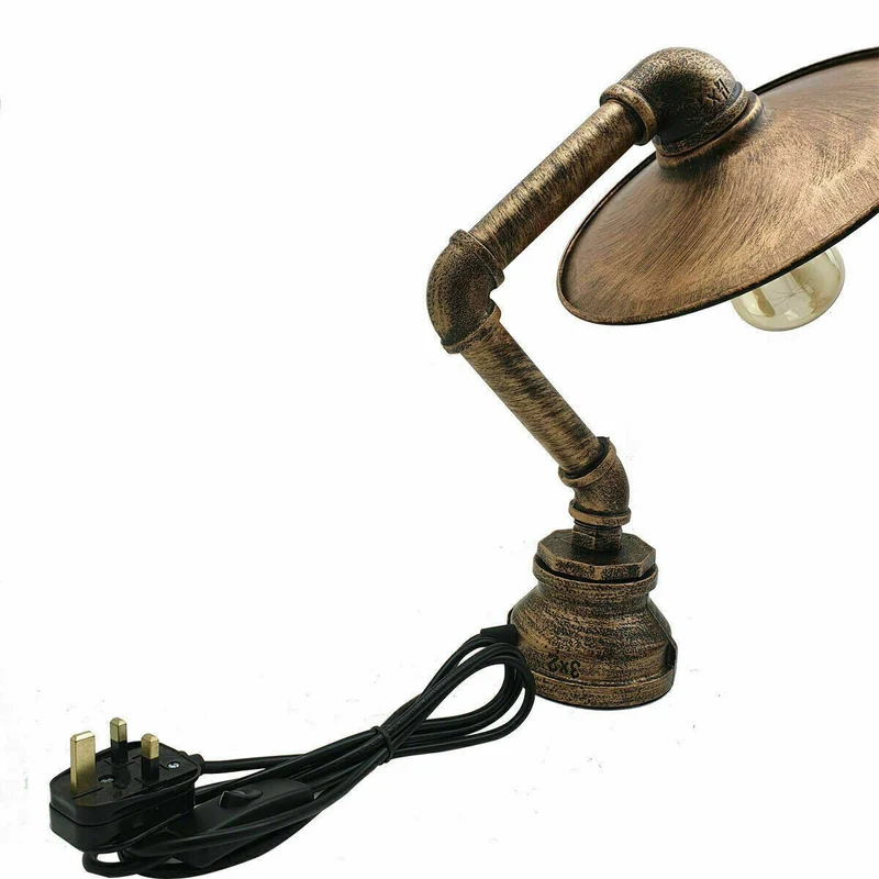 Industrielle Retro Tischlampe mit flachem Schirm,E27~2376