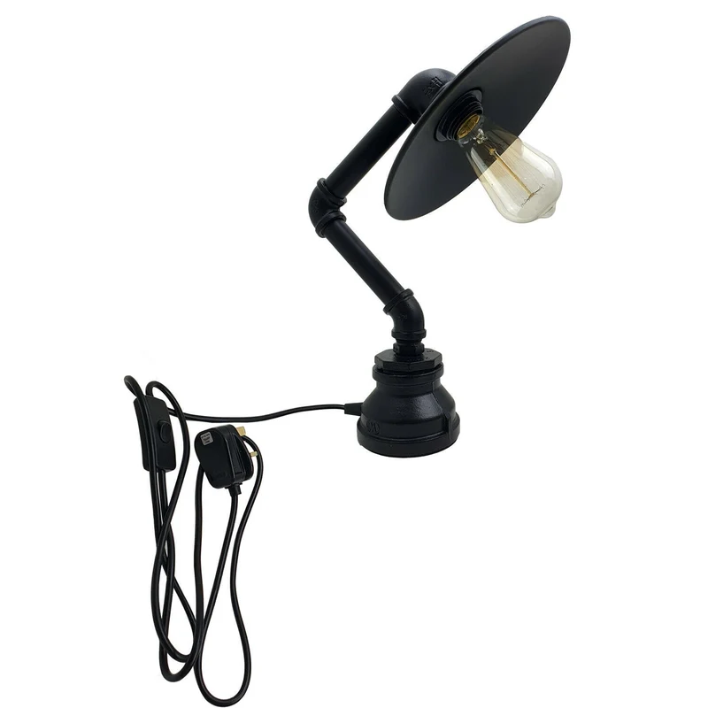 Industrielle Retro Tischlampe mit flachem Schirm,E27~2376