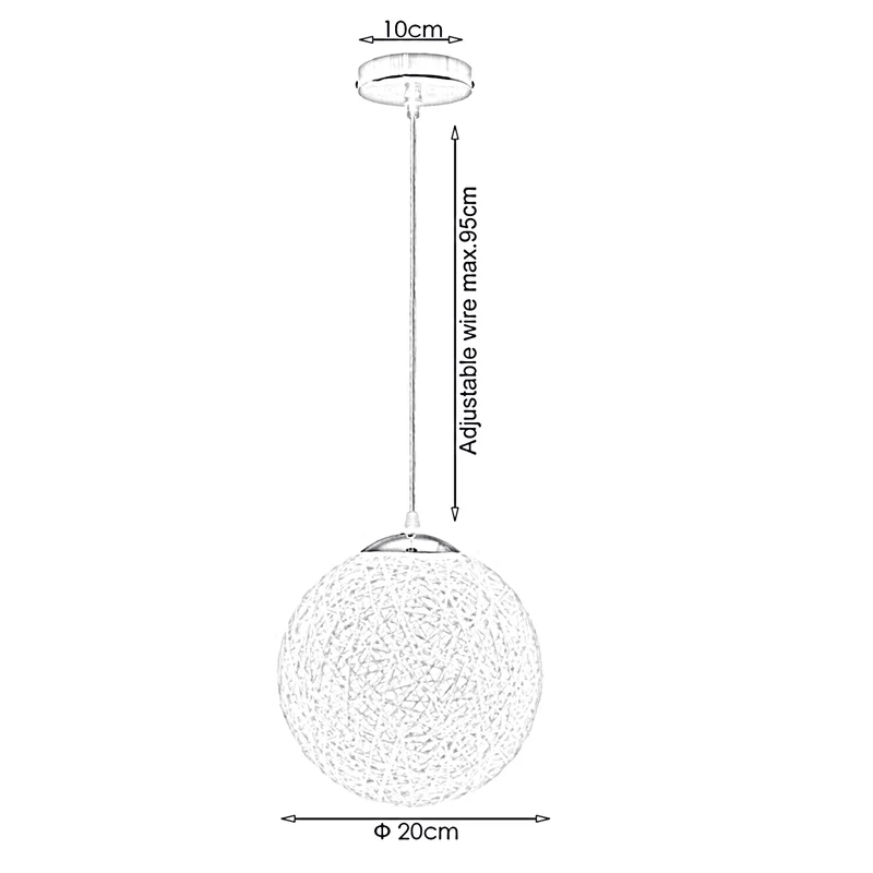 Rattan-Pendelleuchte Blau Ø20cm–Handgefertigte Hängelampe im Boho-Stil~2078