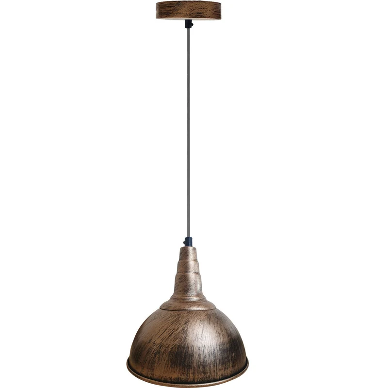 Vintage Pendelleuchte gebürstetes Kupfer – E27, Ø10 cm, 95 cm Kabel~2182