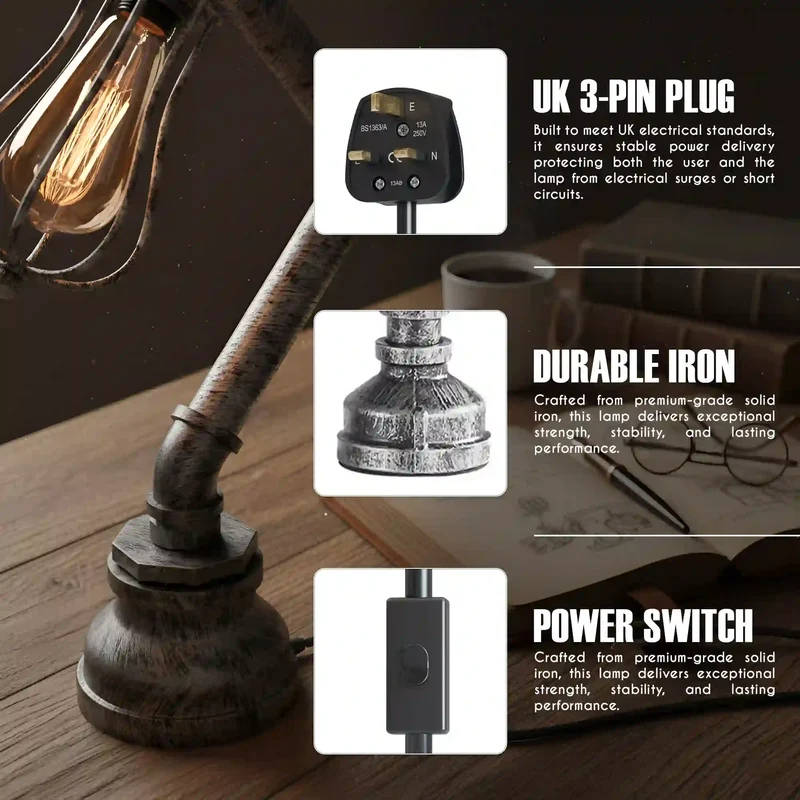 Steampunk Tischlampe Modern Wasserpfeife Rohrlampen~2303