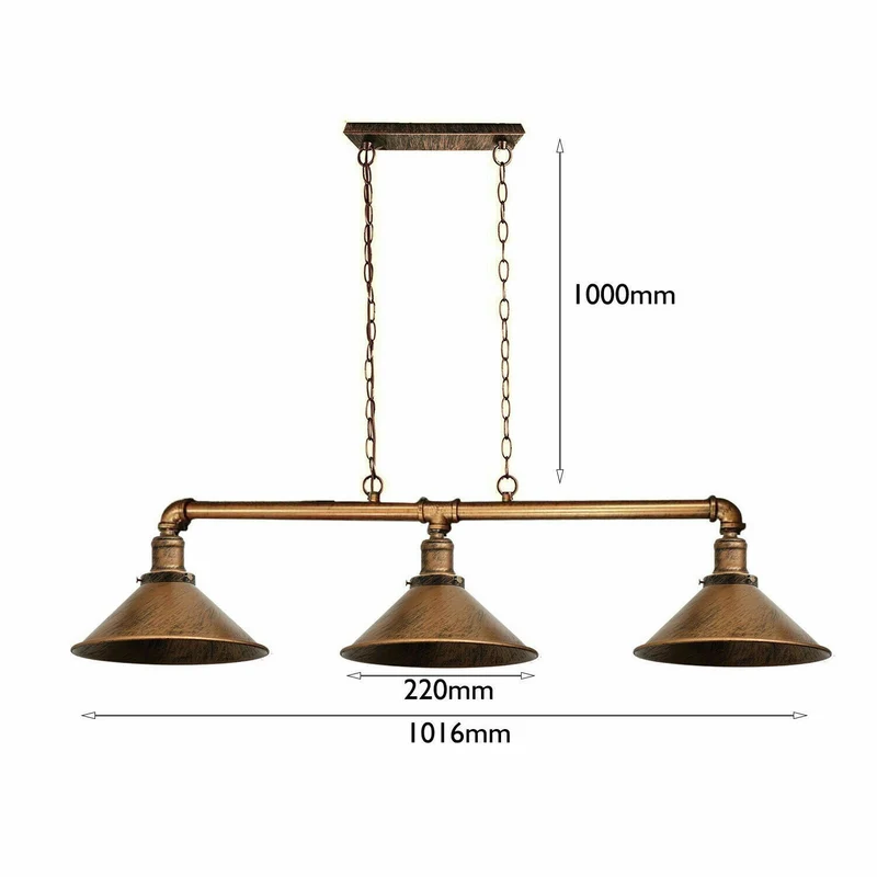 Modernes Retro Rohr Beleuchtungs Deckenleuchten Pendelset Gebürstetes Kupfer Rohrlampen ~2367