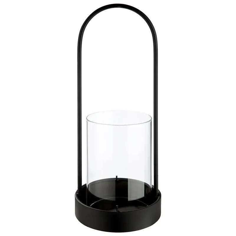Windlicht – Filigrane Silhouette, Stimmungsvolles Lichtspiel, Schwarze Eleganz, 33 cm - Como | Gilde