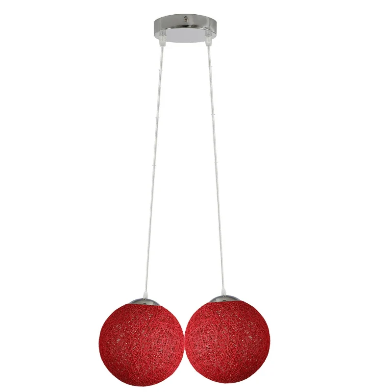 Chice Rattan Hängelampe in Rot für trendige Dekoration Ø 20cm~2062