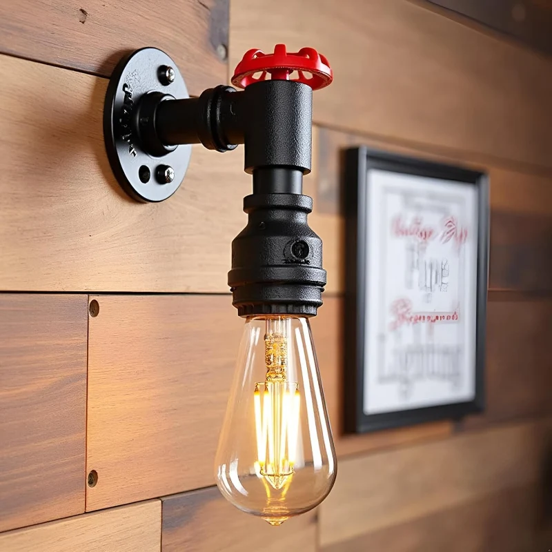 Vintage Wasserrohr Wandlampe Steampunk Industrial ~2288