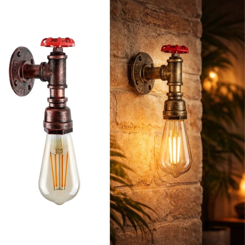 Vintage Wasserrohr Wandlampe Steampunk Industrial ~2288