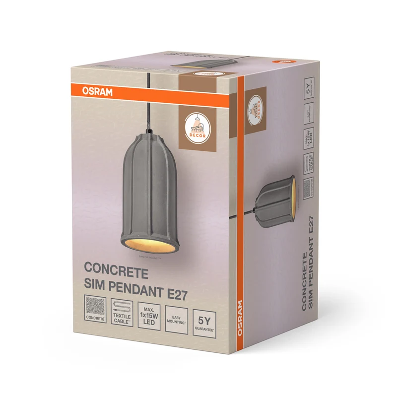 OSRAM DECOR Concrete Sim Beton Pendelleuchte, E27, 115 mm