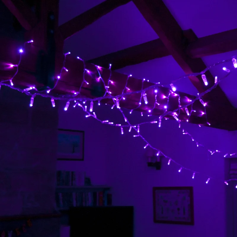 Core Connect 10m 100er LED Lichterkette lila koppelbar transparentes Kabel