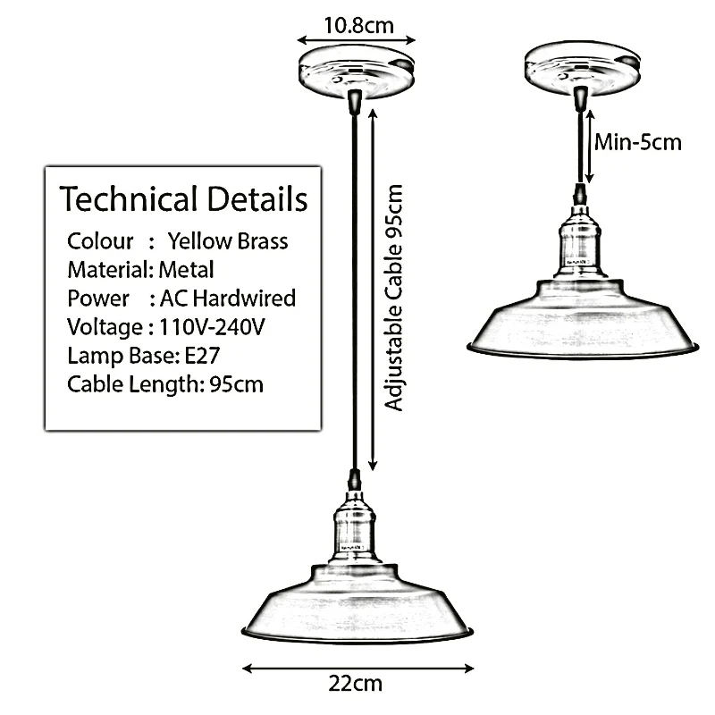 Pendelleuchte industrial metall Kupfer Lampenschirm | Ø 22cm~2000
