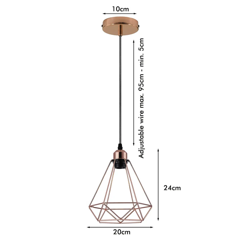 Industrielle Vintage Loft Rose Gold Diamantform Kronleuchter Deckenpendelleuchte Lampe~1995