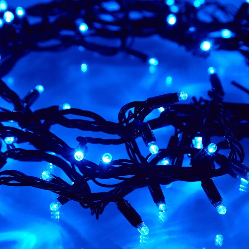 Core Connect 10m 100er LED Lichterkette blau koppelbar grünes Kabel