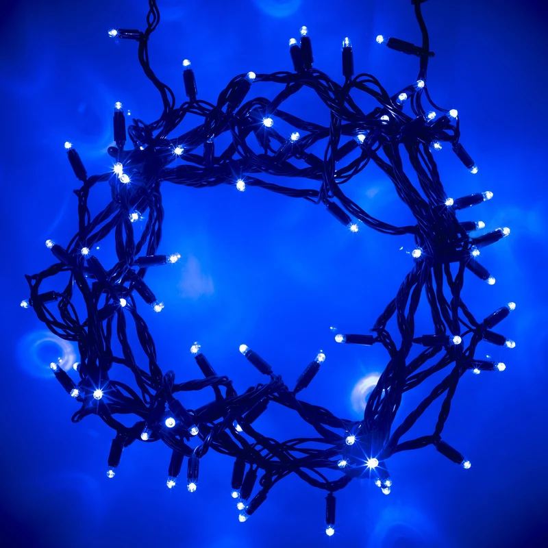 Core Connect 10m 100er LED Lichterkette blau koppelbar grünes Kabel