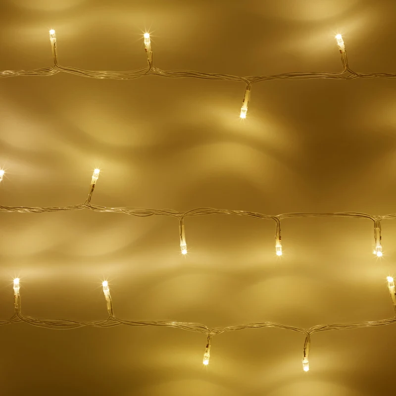 200er LED Batterie Außenlichterkette warmweiß transparentes Kabel