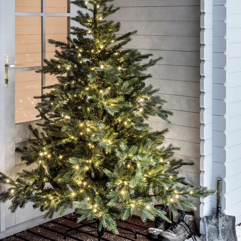 200er LED Batterie Außenlichterkette warmweiß grünes Kabel