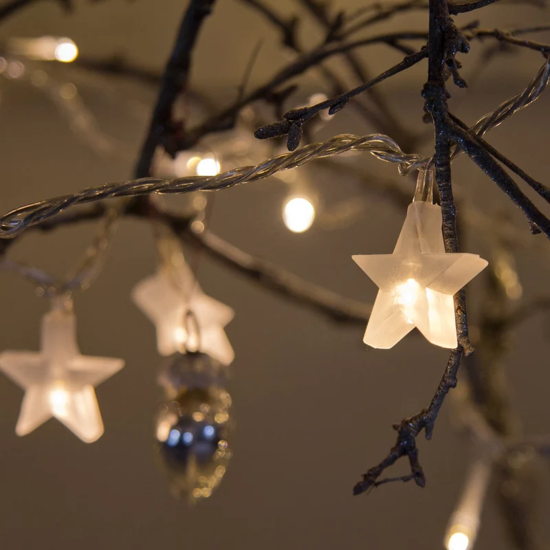 30er LED Lichterkette Stern warmweiß